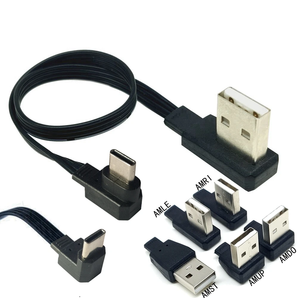 10 СМ.-50 см, двустранен plug type c кабел за предаване на данни, Android супер плосък мек двоен лакът мобилна игра tpc c зарядно устройство къса линия