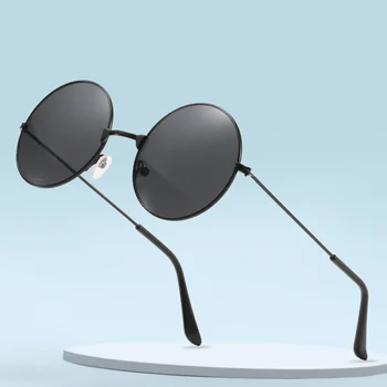 2022Ретро Кръгли поляризирани слънчеви очила за жени и мъже, марка дизайнерски обувки, огледало UV400, модни цветни нюанси, класически метални очила