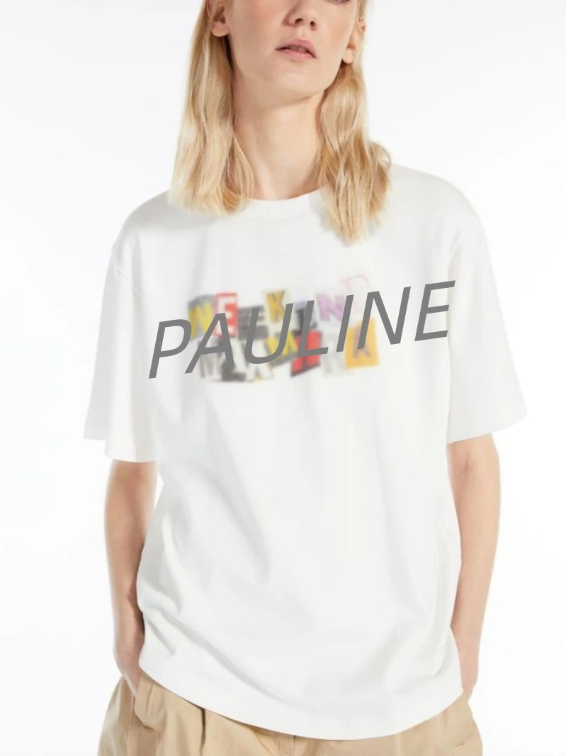 2023 Летни дамски тениски с писмото принтом и кръгло деколте, свободни ежедневни прости универсални дамски ризи с къс ръкав