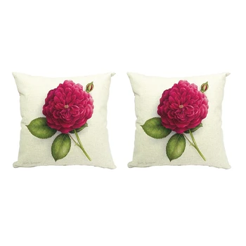 2X Реколта декоративна калъфка за възглавница от цветето лен, калъфка за домашно дивана, декоративните (цветни рози 1)