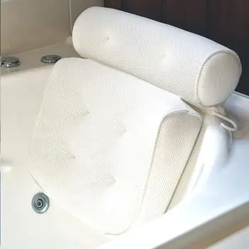 3D mesh масажна възглавница за вана, която може да се пере в машина, възглавница за гърба с вендузата за баня