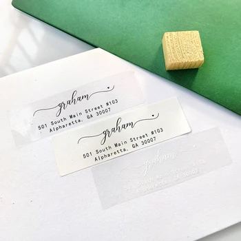 48шт 20x70 мм Адресна стикер на поръчката подарък етикети, прозрачни етикети Известие за сватба Писмо от Името на адресна стикер