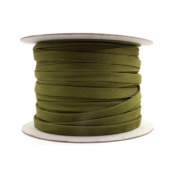 5 М на мек памук найлонов ръкав, сплетен кабел, защитен разтегателен кабел ръкав, cable ръкави с висока плътност, армейски зелен