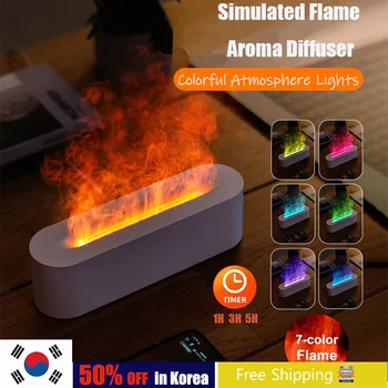 7-Цветен горящи ароматни дифузьор, овлажнител за въздух, led лампа за етерични масла, реалистичен огън дифузер, студена ултразвукова туманообразователь, Fogger 2023