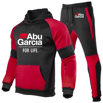 Abu Garcia For Life, Мода с принтом 2023, Нов Мъжки Спортен Костюм Splice, Блузи, Памучен Hoody За Отдих, Спортни Панталони, Комплект от 2 теми