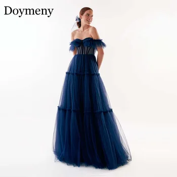 Doymeny изискана рокля за парти по случай рождения ден на отворени рамене, секси рокли-сърца за жени, празнична рокля дантела отзад