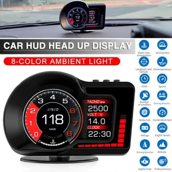 F15 Авто HUD дисплей OBD2 GPS, двухсистемный централен дисплей, авто сензор за измерване на скоростта, функция аларма, автомобилни електронни аксесоари