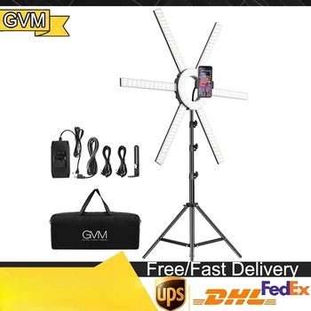 GVM 600S Led Околовръстен Лампа 90 W 3200 До-5600 До Led Комплект за запис на Видео С Подвижни Световыми Ивици, Осветление За Снимане На Живо
