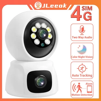 JLeeok 4K 8MP 4G Двухобъективная PTZ Камера С Двойна екран AI Human Автоматично Следене на Сигурността на Дома си В закрито IP Камера за Видеонаблюдение OKAM