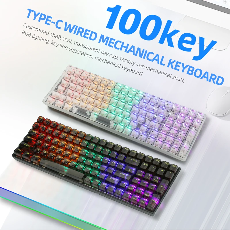 K10RGB прозрачна клавиатура механична клавиатура с RGB подсветка от бяла на червена ос ръчна ос киберспортивная клавиатура