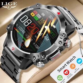 LIGE, нови умни часовници за мъже, гривна на 450 ма часовници, спортни часовници за фитнес на открито, водоустойчив умни часовници, Bluetooth-предизвикателство, умни часовници за мъже