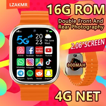 LZAKMR 4G Net 16G Rom Android GPS СИМ Предизвикателство 800 ма Смарт часовник С Две Предните И Задните Камери 24/7 Мониторинг на сърцето Мъжки Умен Часовник