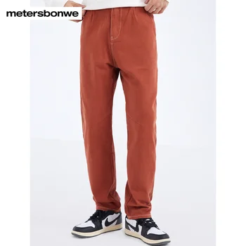 Metersbonwe Памучни дънки за мъже Пролет есен с нови модни удобни и обемни директни мъжки тела Панталони-карго Марка