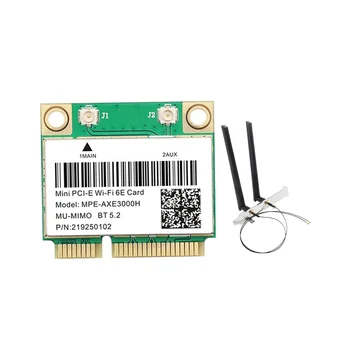 MPE-AXE3000H WiFi Карта с антена WiFi 6E 2400 Mbit/с Mini PCI-E за БТ 5,2 802.11 AX 2,4 G/5G/6 Ghz Wlan Мрежова карта