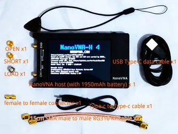 NanoVNA-H4 H 4-инчов анализатор векторна мрежа LCD/VNA + батерия с капацитет от 1950 mah Оригинален анализатор антена Hugen със сензорен екран HF VHF + Кутия