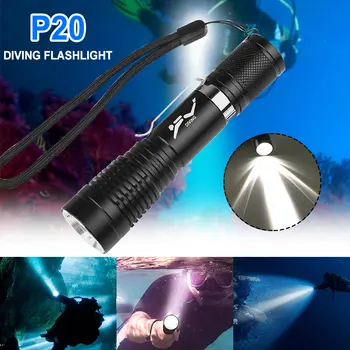 P20 5 Watt led фенерче за гмуркане от алуминиева сплав Професионален фенерче Лампа Водоустойчив Гмуркане Водолаз проблясък на светлина подводен факел