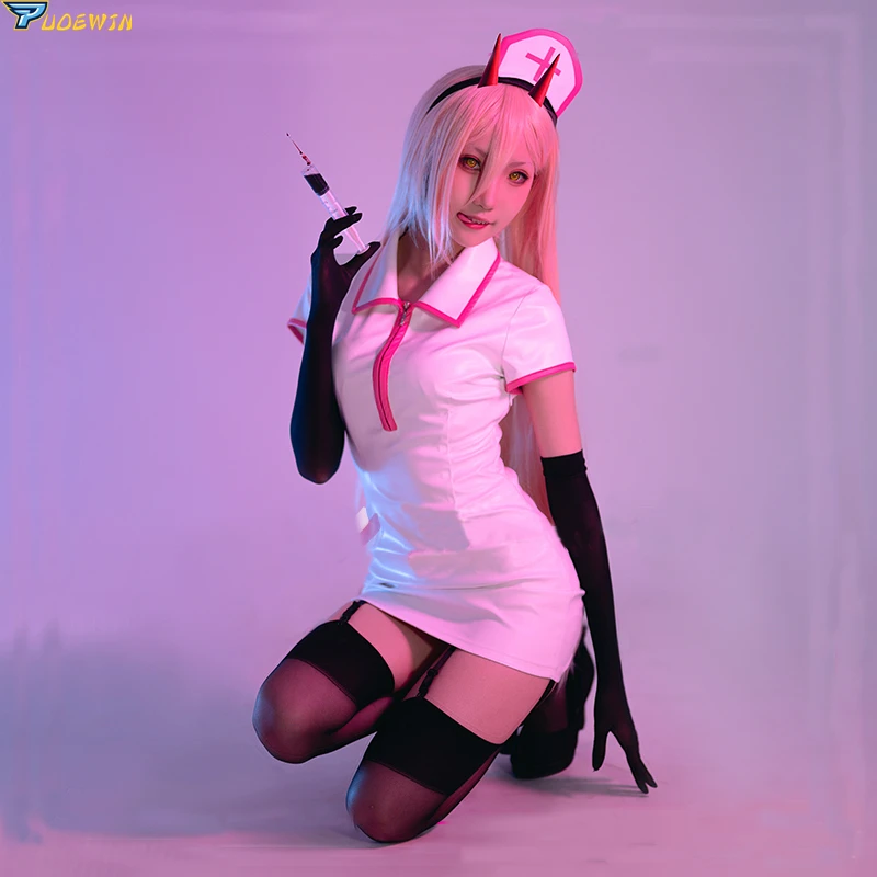 SBluuCosplay Аниме човек-резачка Макима cosplay мощност cosplay костюм на секси униформи на медицински сестри костюм, перука облекло