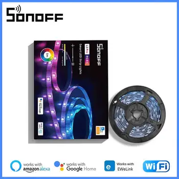 SONOFF L3 Pro На 5 М RGBIC Wi-Fi Smart Led Лента Светлини 16.4 Фута Безжичен Отдалечен Глас/Местно Управление Тип C DC5V Адаптер За eWeLink