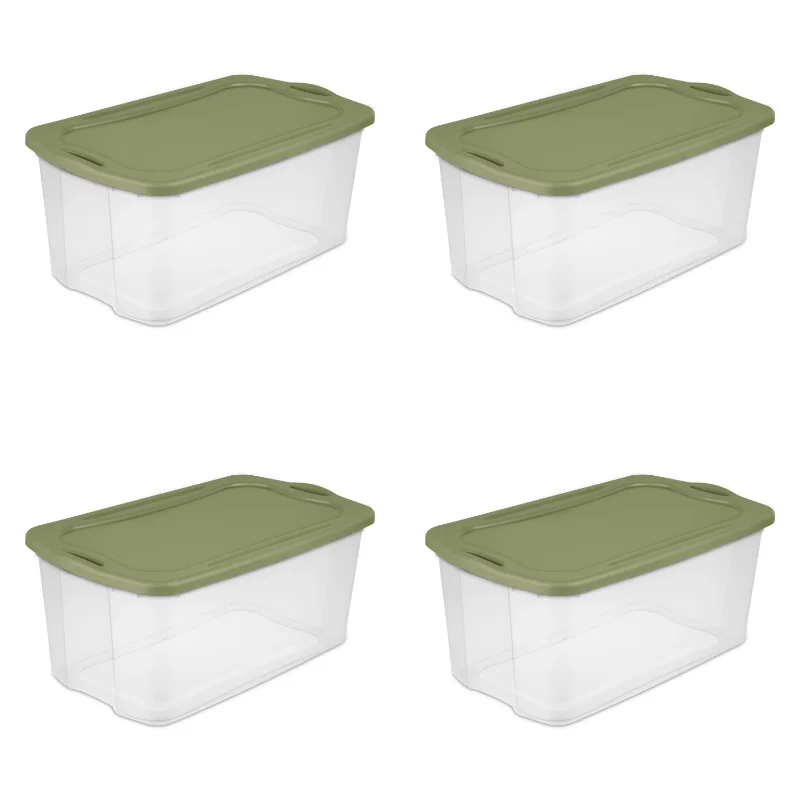 Sterilite 120 Qt. За носене използвайте пластмасови, прозрачни / с градински чай бобовым, комплект от 4 кутии за съхранение.