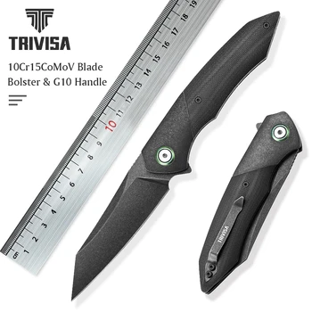 TRIVISA Сгъваем Джобен ЕРП-нож за мъже, Туристически Ножове с клипс, 3,5 