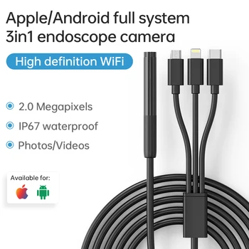USB Ендоскоп с Камера за Iphone Type-C 8 мм 2MP WIFI Бороскоп Инспектиращата Змия Камера Водоустойчива IP67 Полужесткий Кабел За IOS