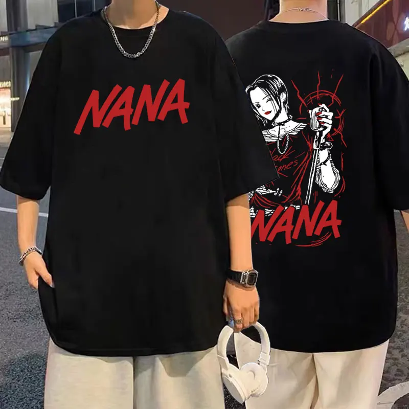 Vintage Аниме Нана Осака Графичен Тениски За мъже, За жени, Мода y2k Къс ръкав Мъжки Памучен тениска 90 s Манга Големи Градинска