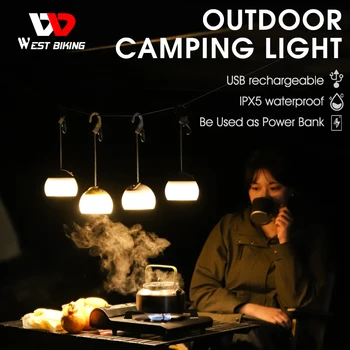 WEST BIKING Кемпинговая Палатка Светлина Висящи Къмпинг Светлини Преносим USB Акумулаторна батерия Led Походный Лампа за Авария на Открито