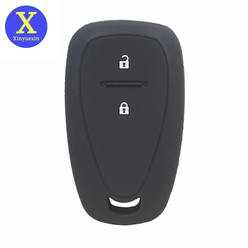 Xinyuexin Силиконов калъф за ключове на автомобила ключодържател калъф за Chevrolet Cruze Spark 2016 с 2 бутона Smart Remote Key Holder Чанта Протектор