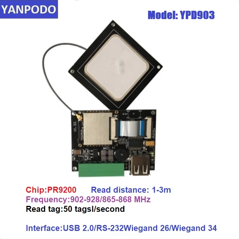 Yanpodo Евтини пасивна UHF RFID модул четец на USB порт ultra interface reader 860-960 Mhz, подключающий малка мини-керамична чиния