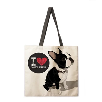Аз обичам чанта с принтом кученце, дамскую чанта, женски солидна скучна чанта на едно рамо, голяма вместительную чанта-тоут