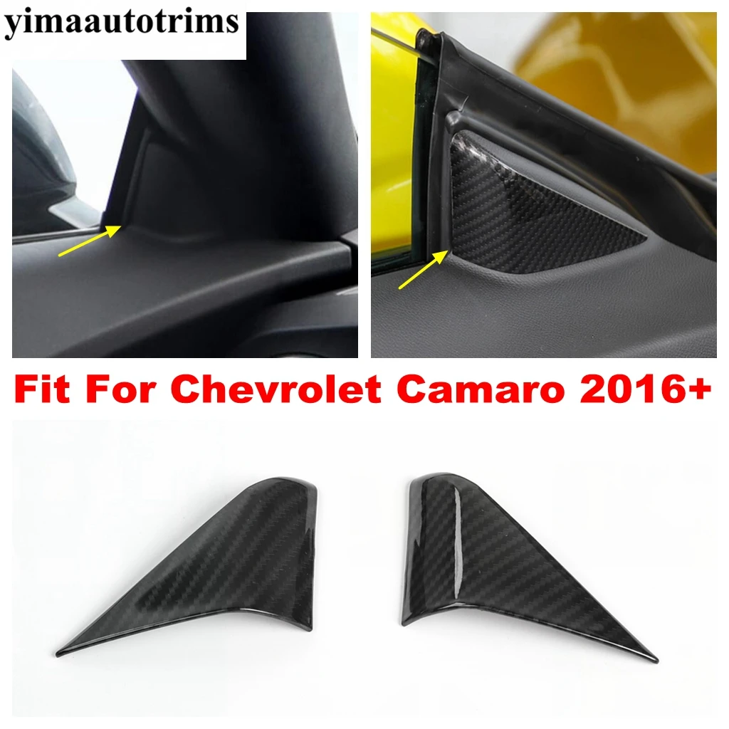 Аксесоари от ABS-пластмаса от въглеродни влакна за Chevrolet Camaro 2016-2020, вътрешна триъгълна стойка прозорците на предните врати, декоративни капачки колона