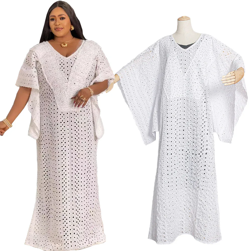 Африкански вечерна рокля за жените, мюсюлмански рокли Абайя, открита бели памучни дрехи, Африканска облекло дашики, Bubu-големи размери