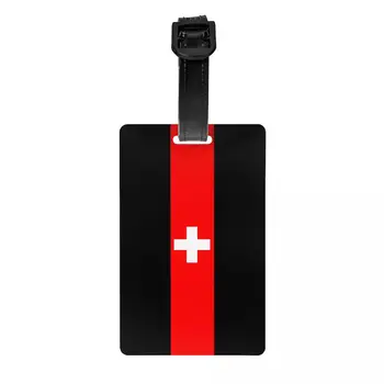Багажни етикети с флага на Швейцария за куфари, сладки багажни етикети, идентификация стикер за защита на личните данни