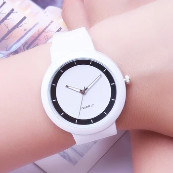 Бели Дамски часовници мода силикон каишка аналогов кварцов часовник дамски часовник кварцов часовник Relogio Feminino Reloj