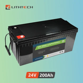 Блок на литиеви батерии Lithtech Lifepo4 BMS 12v 24V 100ah 120ah 150ah 200ah 300ah Lifepo4, литиево-йонна Батерия 24v