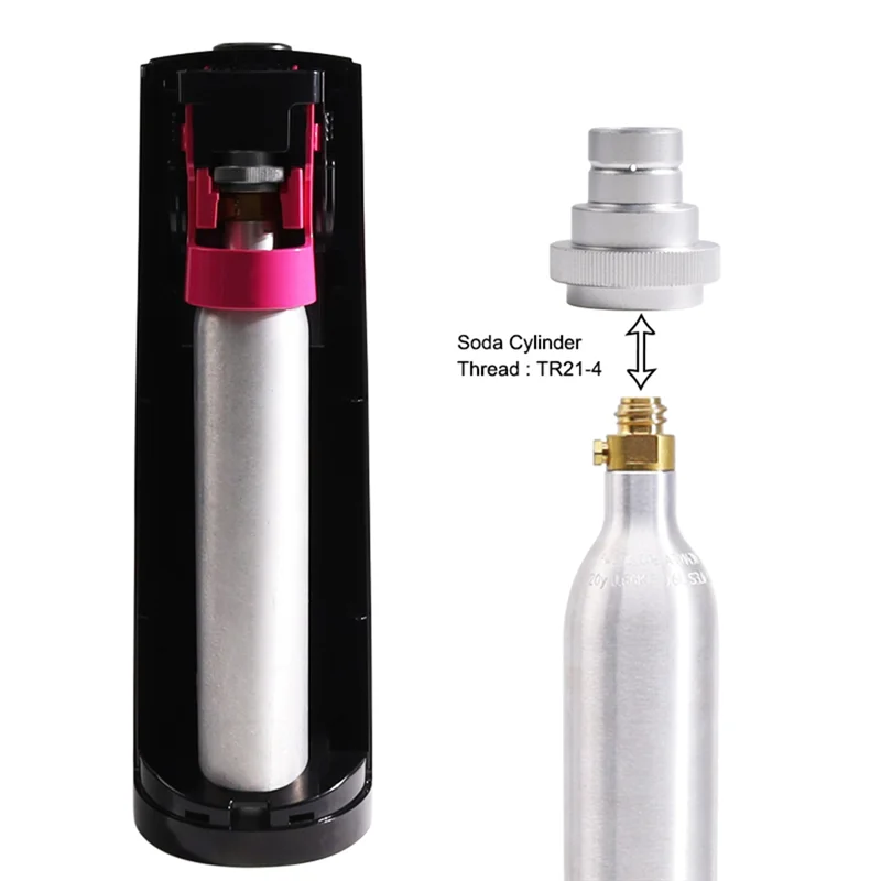 Бързо адаптер за CO2 Sparkler DUO за газирана вода, преустройство на резервоара-кутийки за машина за производство на газирана вода Silver