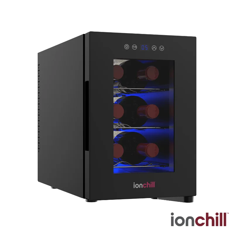 Вино хладилник Ionchill на 6 бутилки, 13-литров, мини-хладилник с винена рафт и променлив контрол на температурата