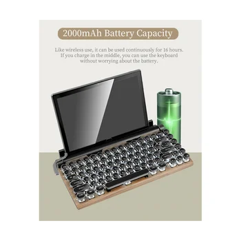 Геймърска клавиатура от 83 клавиша, ретро клавиатура за пишеща машина, безжична клавиатура с Bluetooth, USB, механични шапки за комбинации в стил пънк за PC, C