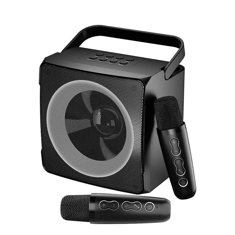 Двойна безжичен микрофон, един уличен преносим караоке-слушалка Bluetooth, по-ясна и балансирана качество на звука, черен