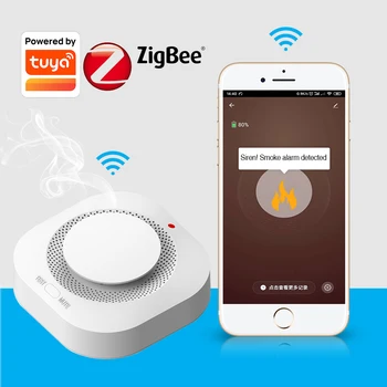 Детектор за дим на Hristo Smart Zigbee безжични датчици за изтичане на дим Предотвратяване на задымление Датчик за дим се определя в зона за непушачи или в кухнята