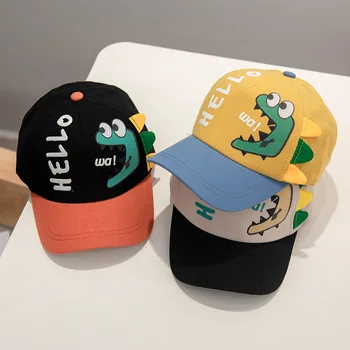 Детска бейзболна шапка за момичета и момчета с анимационни динозавром, детски регулируеми шапка с сенника, пролет-лято, бейзболна шапка за деца, от 1 до 4 години