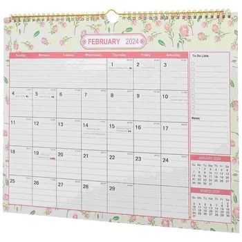 Домашен окачен календар, стаен месечен календар на 2024 година, стенен календар за ежедневна употреба, офис месечен домашен окачен обратно броене 2025