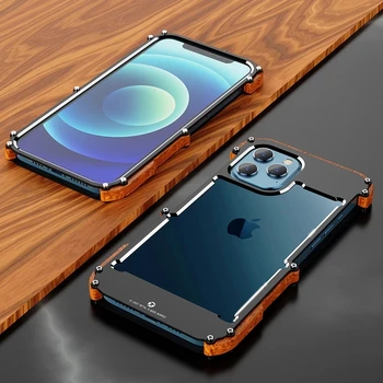 Дропшиппинг Алуминиев Калъф-Броня За iPhone 13 Pro Max iPhone 13 Метален Дървен Калъф За мобилен телефон с Рамка iPhone Pro 13