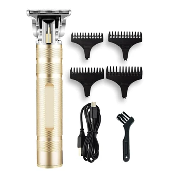 Електрическа машина за подстригване на коса в ретро стил с маслена глава, USB акумулаторна на кабинковия машинка за подстригване, гравиране електрически толкающий нож за мъже