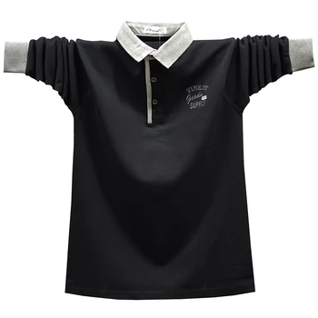 Есенно-пролетни polo ризи с дълъг ръкав, мъжки поло блузи, големи размери 6XL, модерни ежедневни памучни поло в контрастен цвят, върховете голям размер