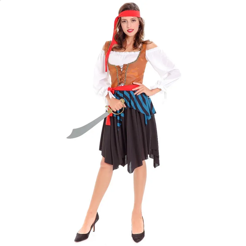 Женски секси пиратски костюм за Хелоуин, възрастен женски пират cosplay, маскарад, пиратски маскарадное рокля