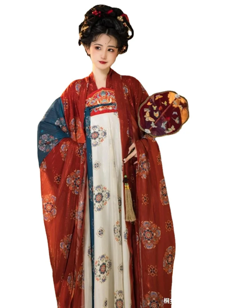Женствена рокля Тан до гърдите, китайски дрехи Хан, национален стил, древния костюм, ежедневно улучшающийся Ханфу