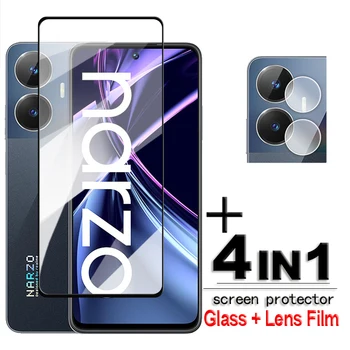 За Realme Narzo N55 Стъкло Narzo N55 Закалено Стъкло 2.5 D Пълно Покритие на Лепило HD Защитно Фолио За Екрана Realme Narzo N55 Филм 6,72 инча