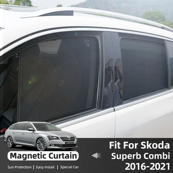 За Skoda Superb Combi B8 2016-2023 Магнитен Авто Сенника На Предната Рамка На Предното Стъкло Шторка Задното Странично Прозорец На Сенника