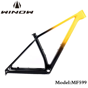 Карбоновая рама Winowsports МТБ, жълто градиентный черен гланц въглеродни влакна хардтейл мтб 29er, рамка за планински велосипеди с рамка + скоба